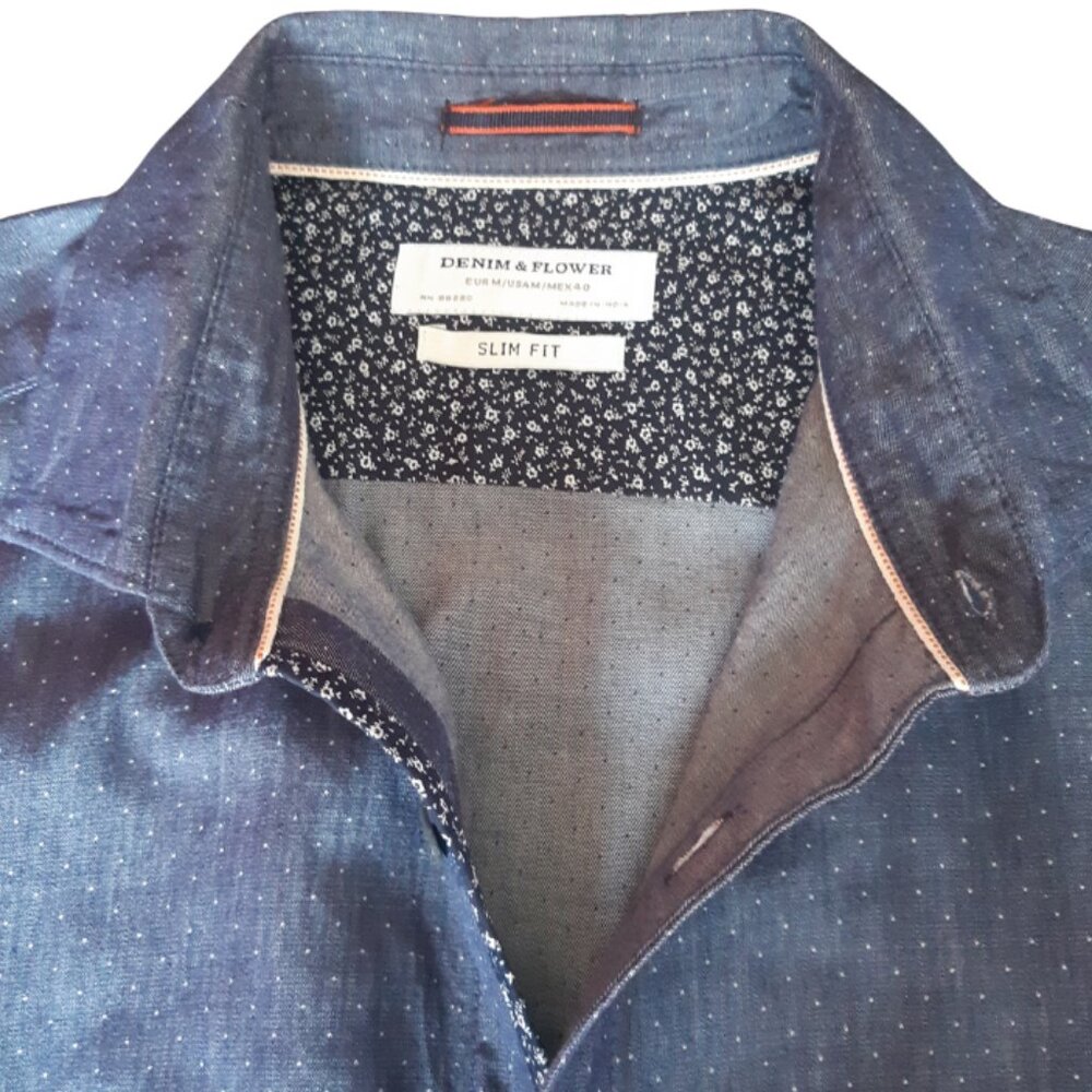 Denim & Flower SZ M Slim Fit Cotton Men's Button Up Shirt ⚡️BUY 3 for $55⚡️